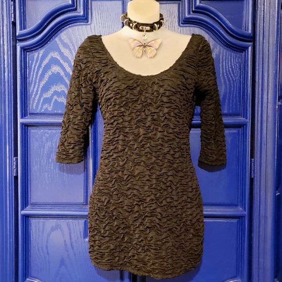 90s Micro Mini Black Rouched Dress Off The Shoulder - Picture 7 of 14